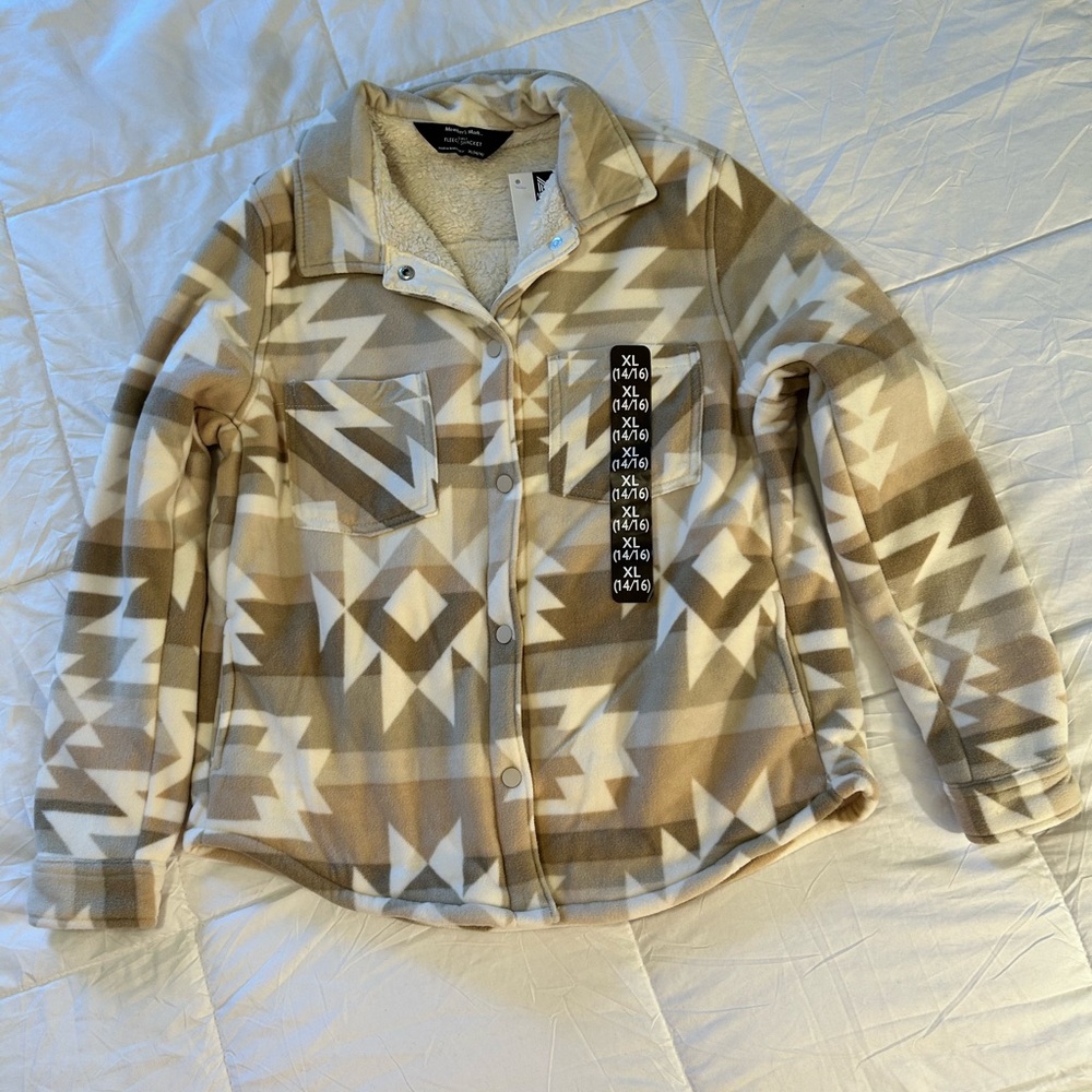 Members Mark Girls Fleece Shacket NWT Sherpa Lined 14/16 Youth